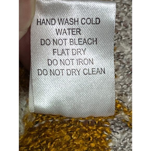 Favlux Oversized Striped Boucle Knit Sweater Gray Blue Mustard Large Cozy Soft - Picture 4 of 9